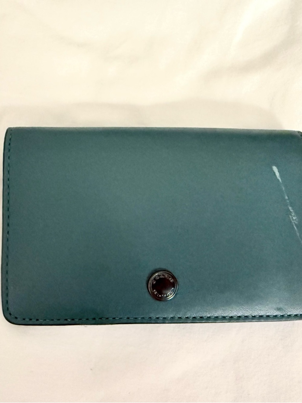 Coach Teal Leather Snap Wallet